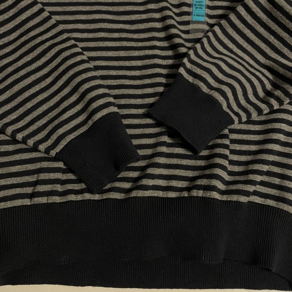Marks & Spencer Mens / Women V-Neck Sweater - Iron Gray Stripe Size M - Picture 11 of 12